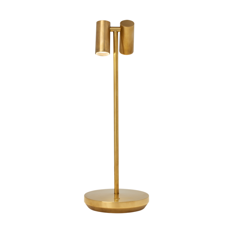 The Doppia Accent Rechargeable Table Lamp from Visual Comfort & Co in brass large.