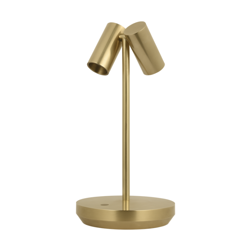 The Doppia Accent Rechargeable Table Lamp from Visual Comfort & Co in brass small.