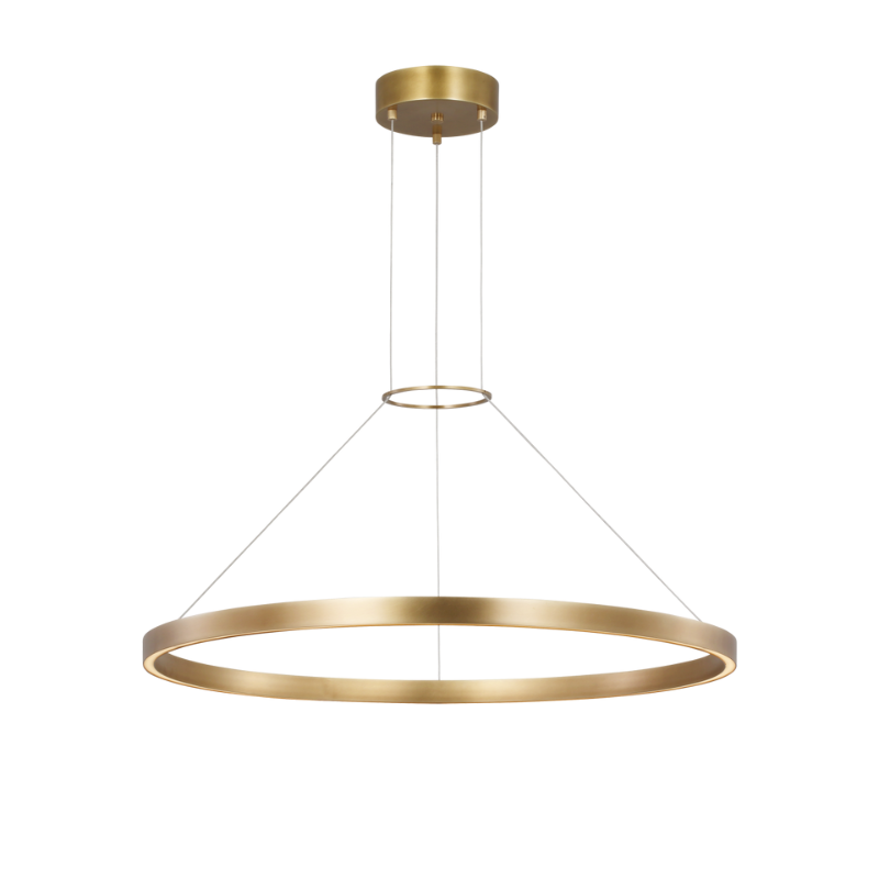 The 30 inch Fiama Suspension Light from Visual Comfort and Co in plated brass.