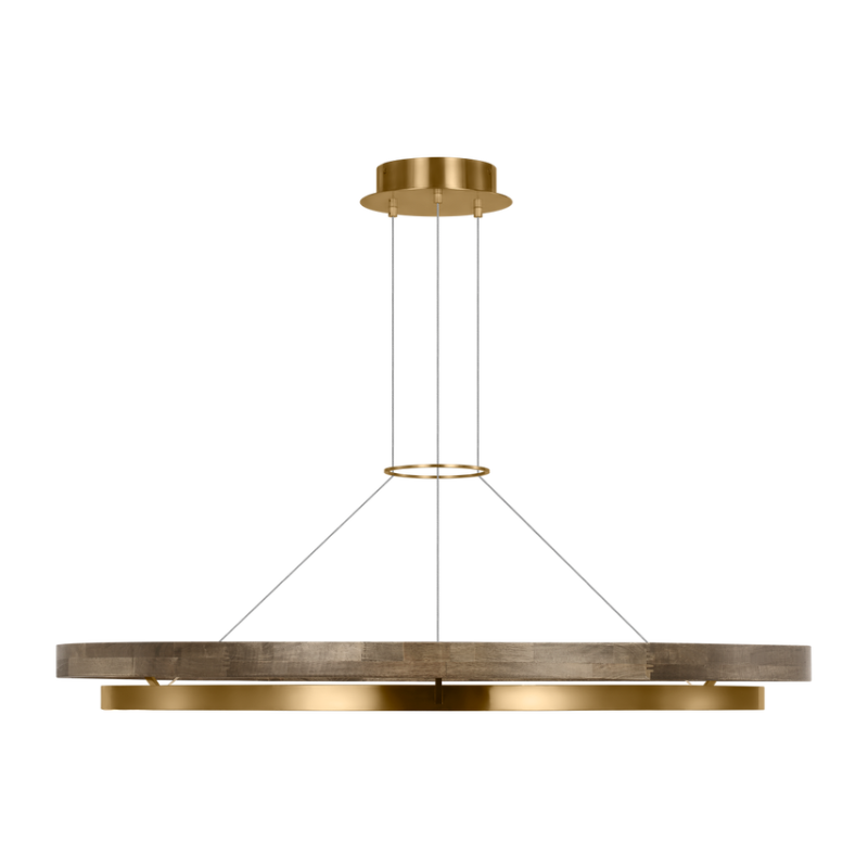 The Grace Chandelier by Sean Lavin is designed with two rings that illuminate this contemporary chandelier. A large outer ring provides organic texture while complemented by a decorative inner ring, housing gently diffused upward and downward LEDs.
