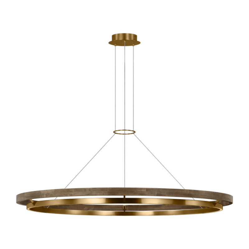 The Grace Chandelier by Sean Lavin is designed with two rings that illuminate this contemporary chandelier. A large outer ring provides organic texture while complemented by a decorative inner ring, housing gently diffused upward and downward LEDs.