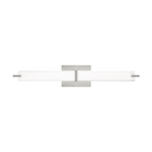 The Metro Bathroom Sconce from Visual Comfort and Co in satin nickel.