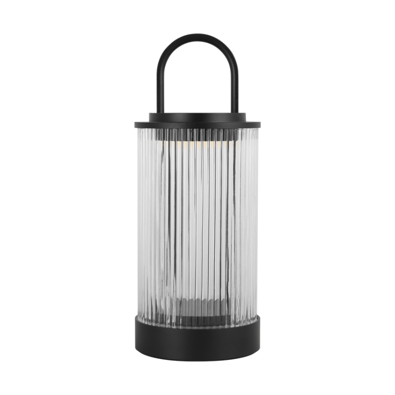 The Tawa Accent Rechargeable Table Lamp from Visual Comfort & Co in black.