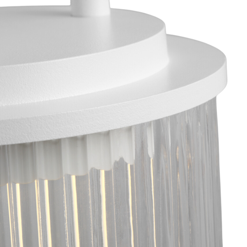 The Tawa Accent Rechargeable Table Lamp from Visual Comfort & Co in matte white in a detailed shot.