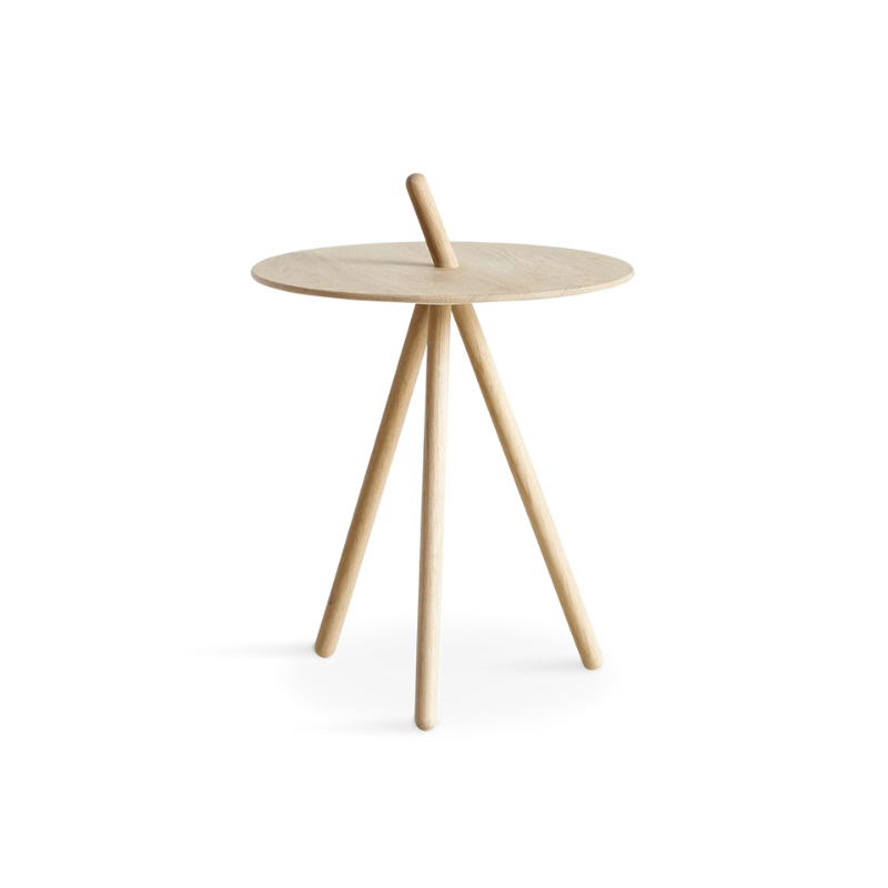 The Come Here Side Table from Woud in White Pigmented Oak.