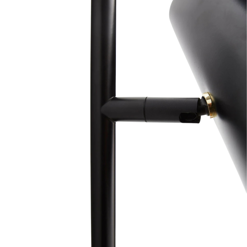 The Cono Floor Lamp from Woud in plated metal close up.