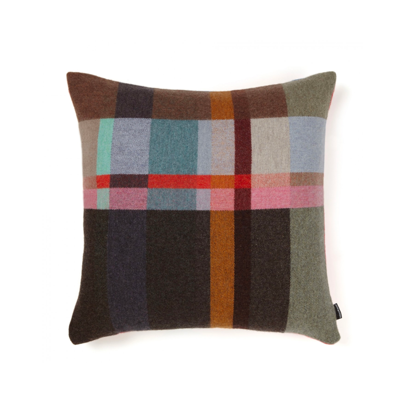 Lasdun Lambswool Block Cushion brown throw pillow.