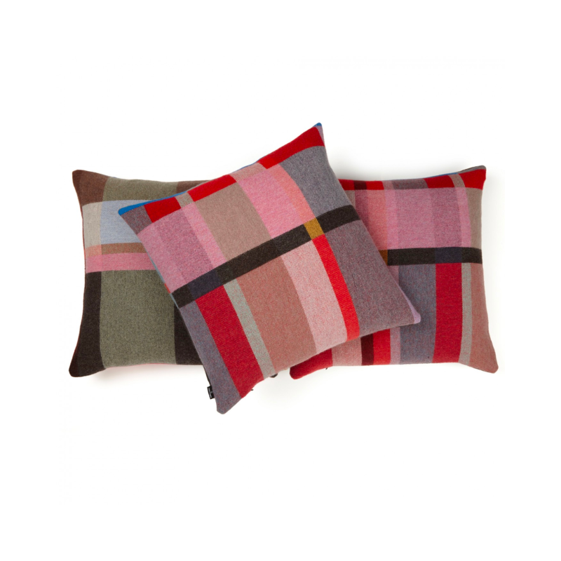Lasdun Lambswool Block Cushion trio.