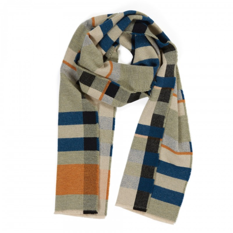 The 100% lambswool Stölzl Wrap from Wallace & Sewell in the orchard pattern.