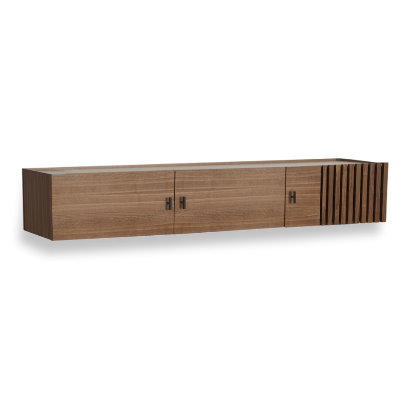 The Array Wall-Mounted Sideboard from Woud in walnut.