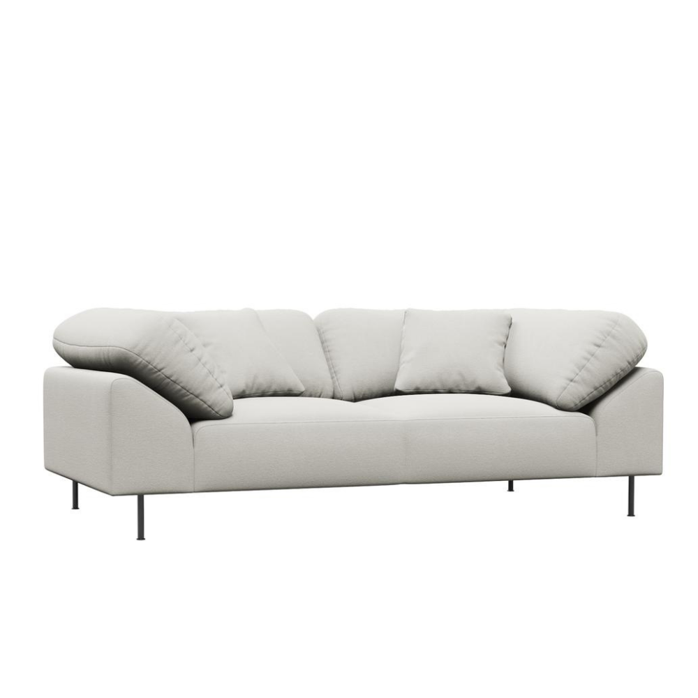 Collar Sofa 2-Seater by Woud in Barnum 24 - Lana Off-white boucle upholstery. 45 degree angle view. all-groups