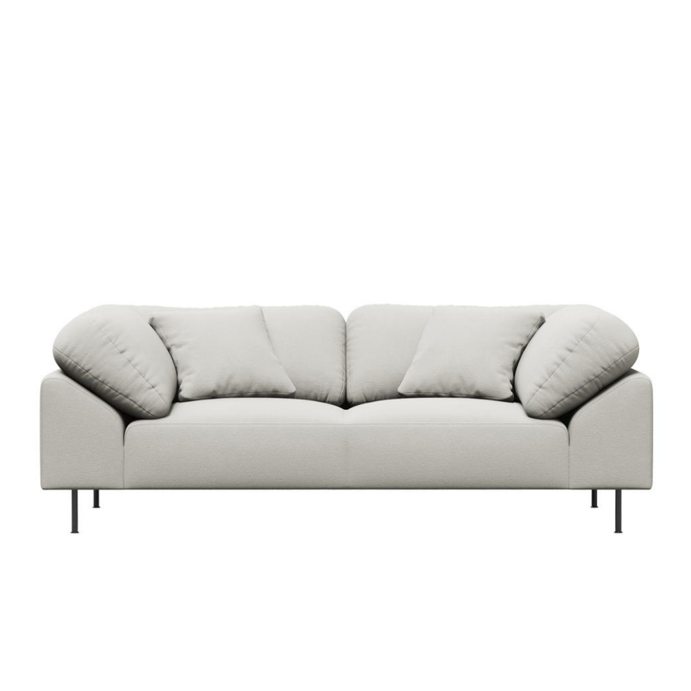Collar Sofa 2-Seater by Woud in Barnum 24 - Lana Off-white boucle upholstery.