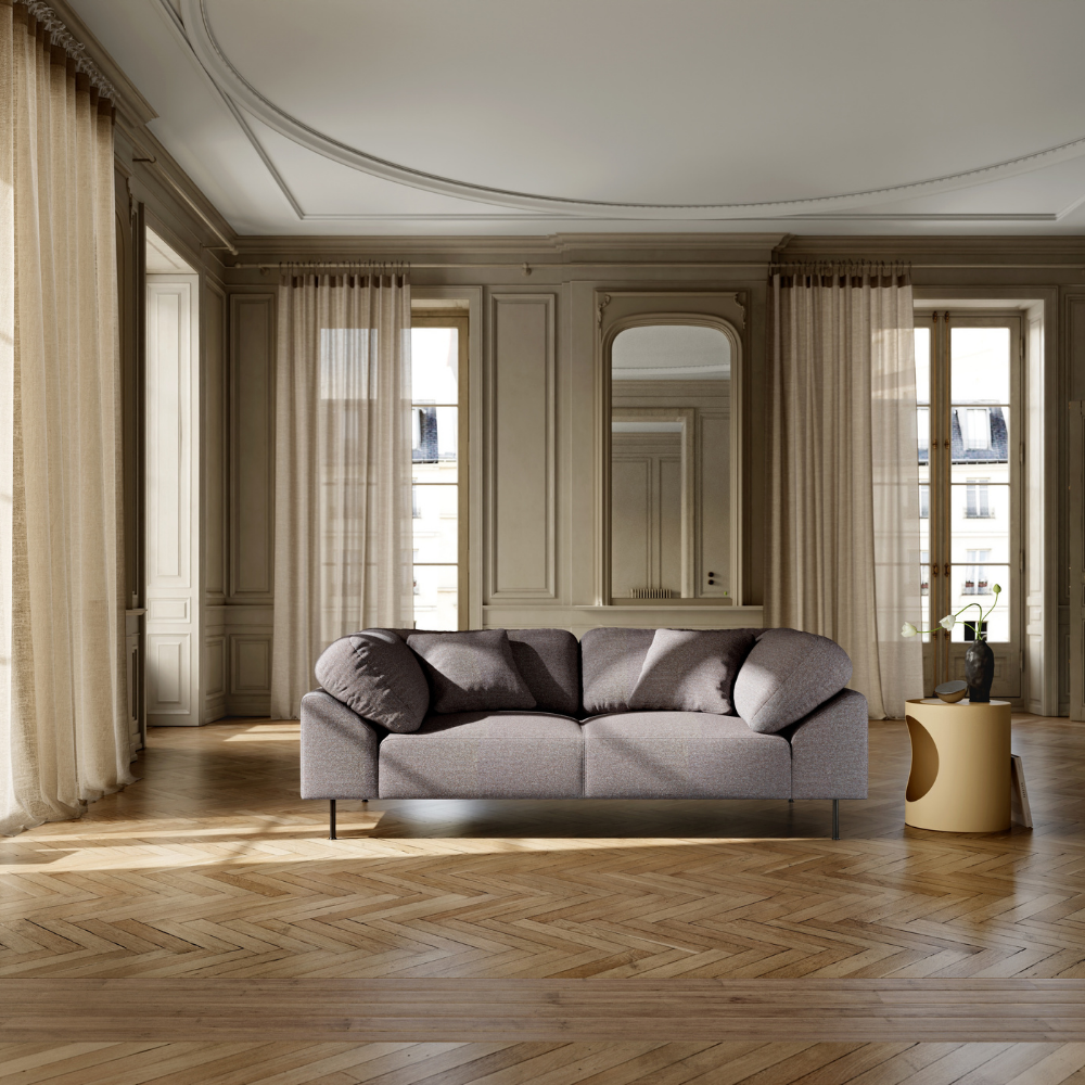 Collar 2-seater Sofa by Woud in Barnum 11 Brown in a living room.