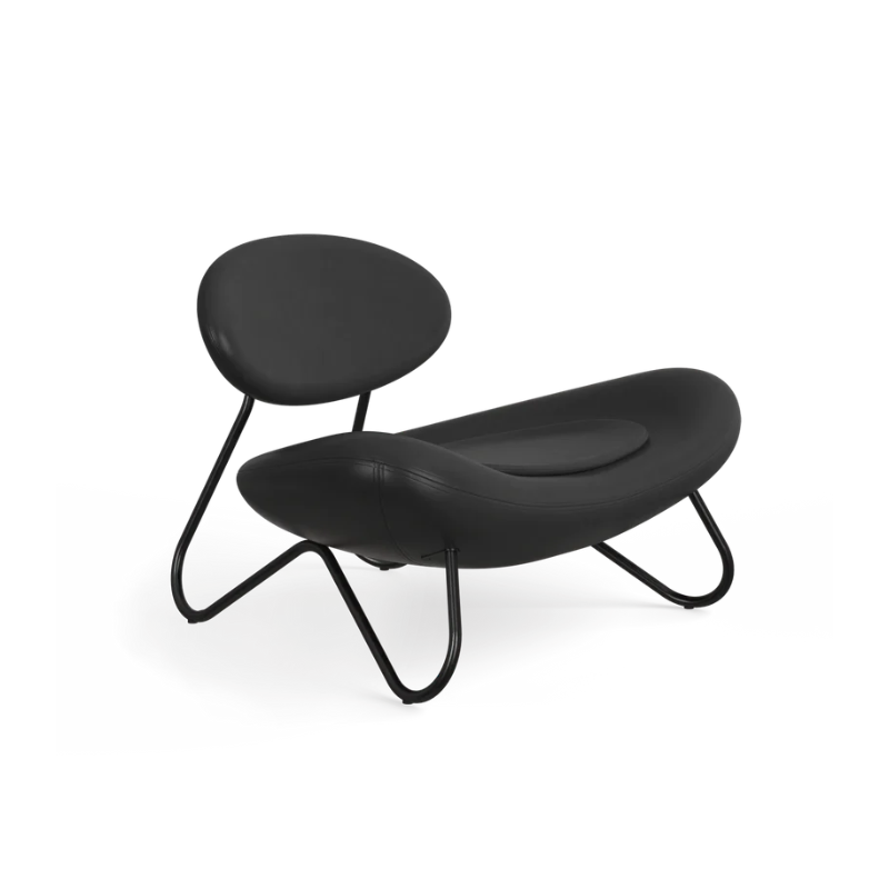 The Meadow Lounge Chair from Woud with black leather and black legs.