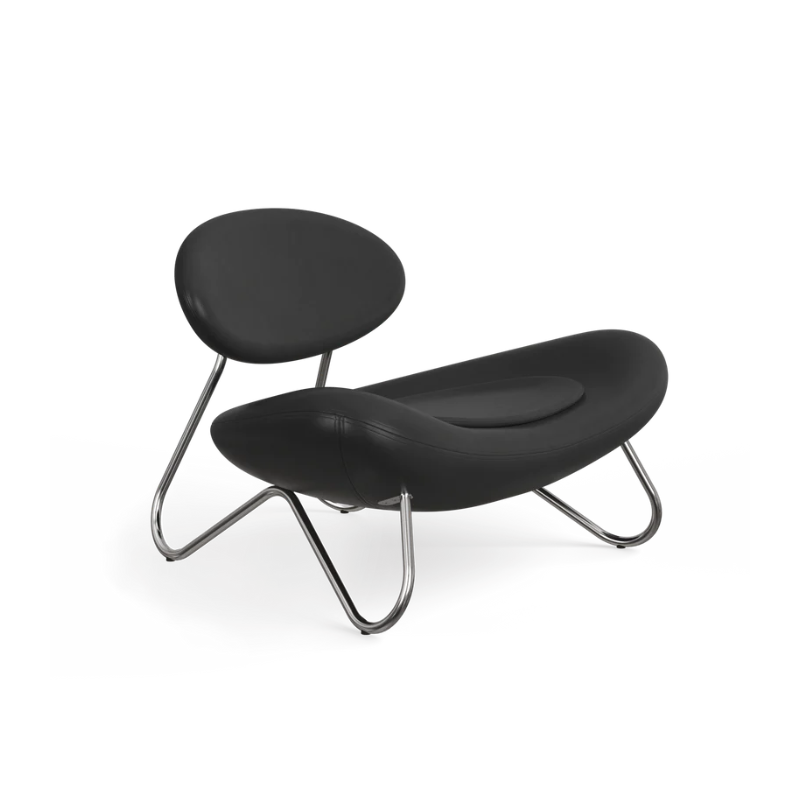 The Meadow Lounge Chair from Woud with black leather and chrome legs.