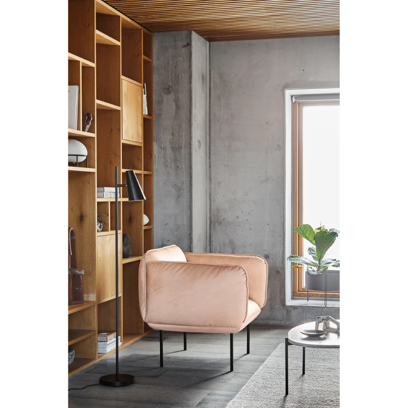 The Nakki 1 seater from Woud with a custom fabric in a family space.