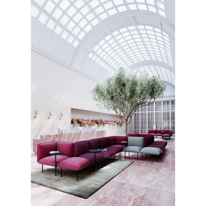 The Nakki Lobby Corner from Woud with a custom fabric in a business.