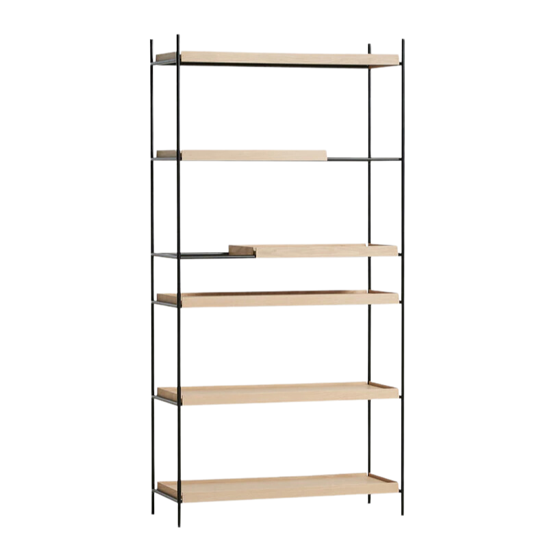 The Tray Shelf (high) from Woud in oak with oak shelves.