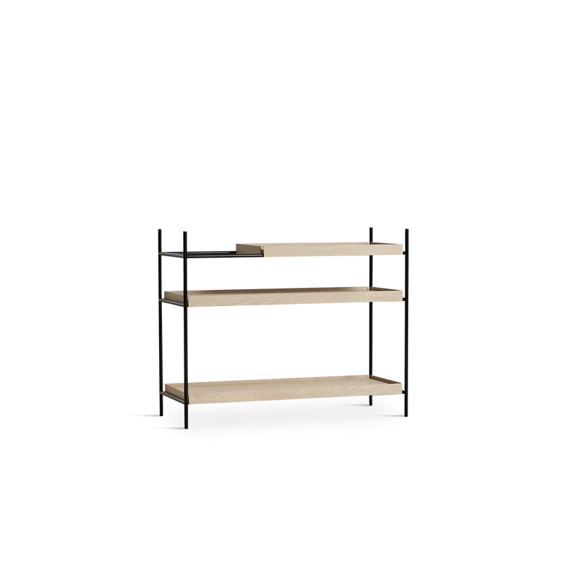 The Tray Shelf (low) from Woud in oak with all oak shelves.