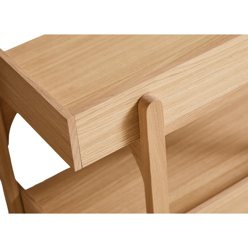 The Utility Shelf from Woud in Oak in a detailed close up shot.