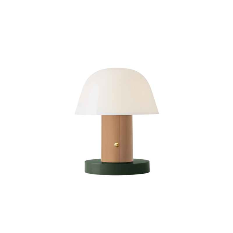 The Setago Portable Lamp from &Tradition in nude and forest.