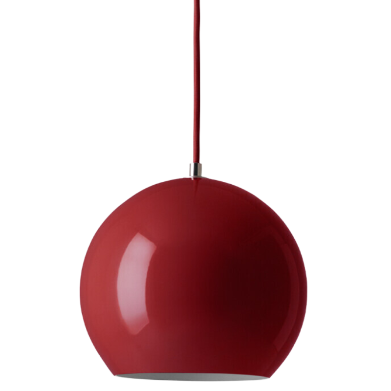 The Topan VP6 Pendant from &Tradition in vermillion red.