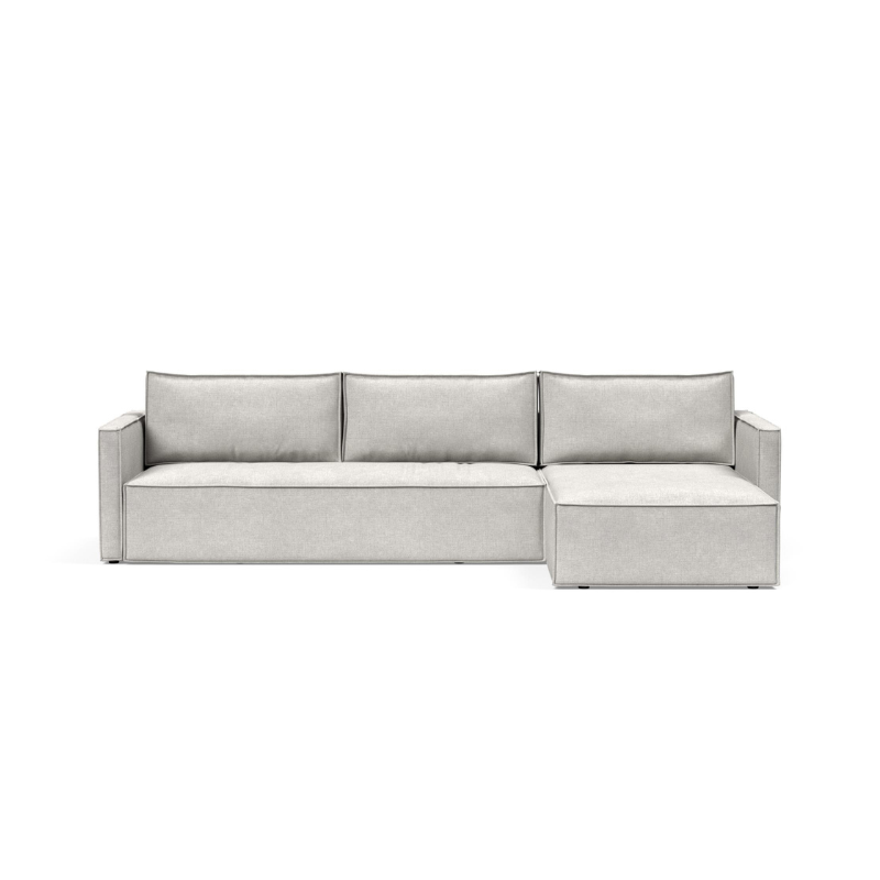 The Newilla sectional sleeper sofa with lounger in adario fog 256 with slim arm