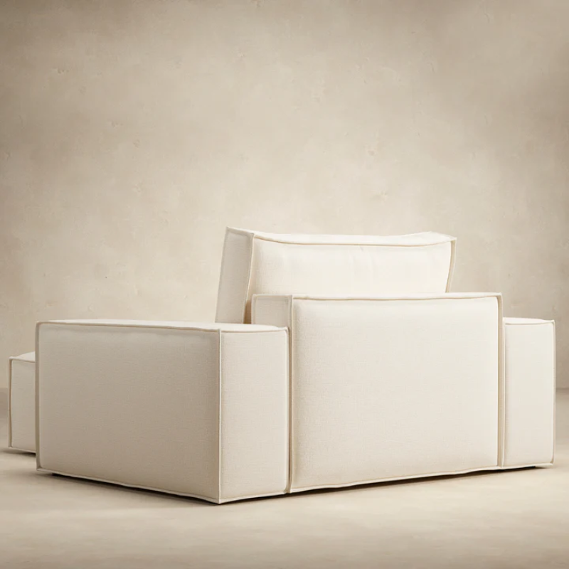 The Newilla Lounger Chair with thin arms in Adorati Basmati 255 back