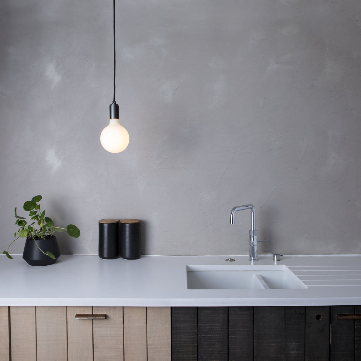 The Porcelain III E26 LED Bulb by Tala Lighting in a kitchen.