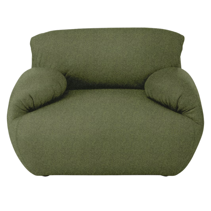 The Luva Modular Armchair from Herman Miller in Heathered Loden Cozy upholstery.