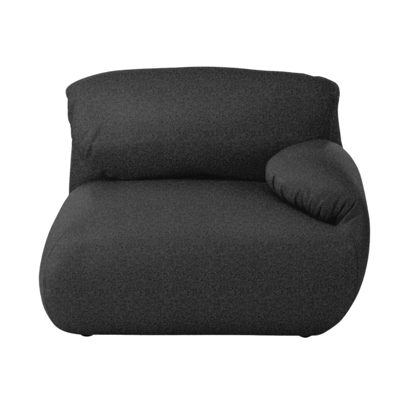 The right Luva Modular Single Seat One Arm from Herman Miller in Heathered Black Cozy upholstery.