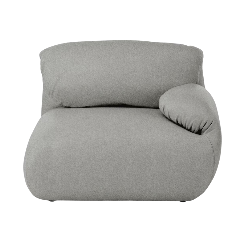 The right Luva Modular Single Seat One Arm from Herman Miller in Heathered Cool Grey Cozy upholstery.