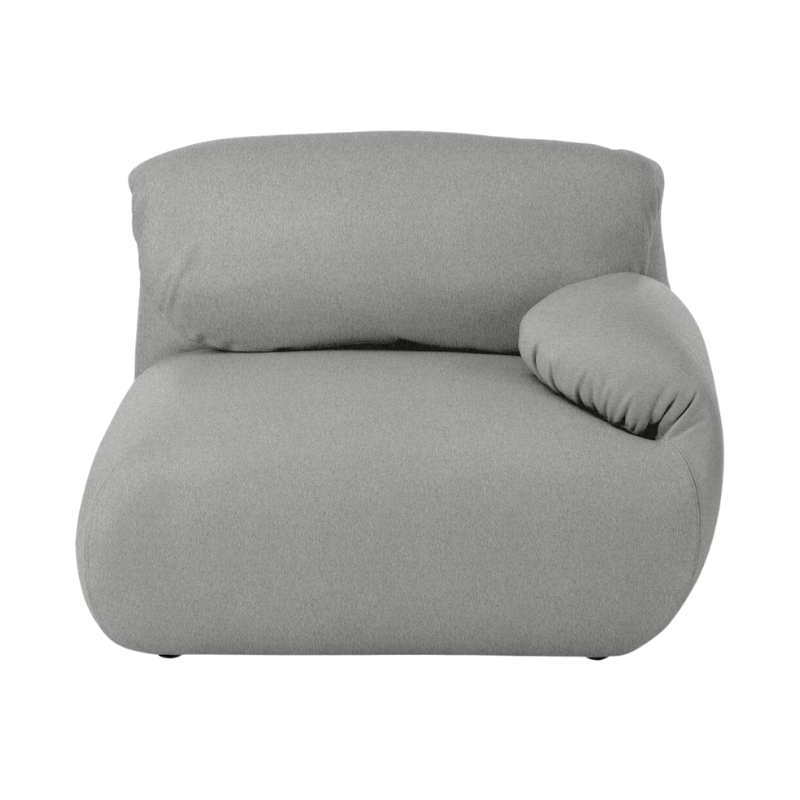 The right Luva Modular Single Seat One Arm from Herman Miller in Warm Grey Cozy upholstery.