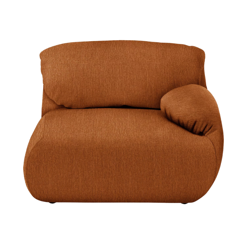 The right Luva Modular Single Seat One Arm from Herman Miller in Rust Mode upholstery.
