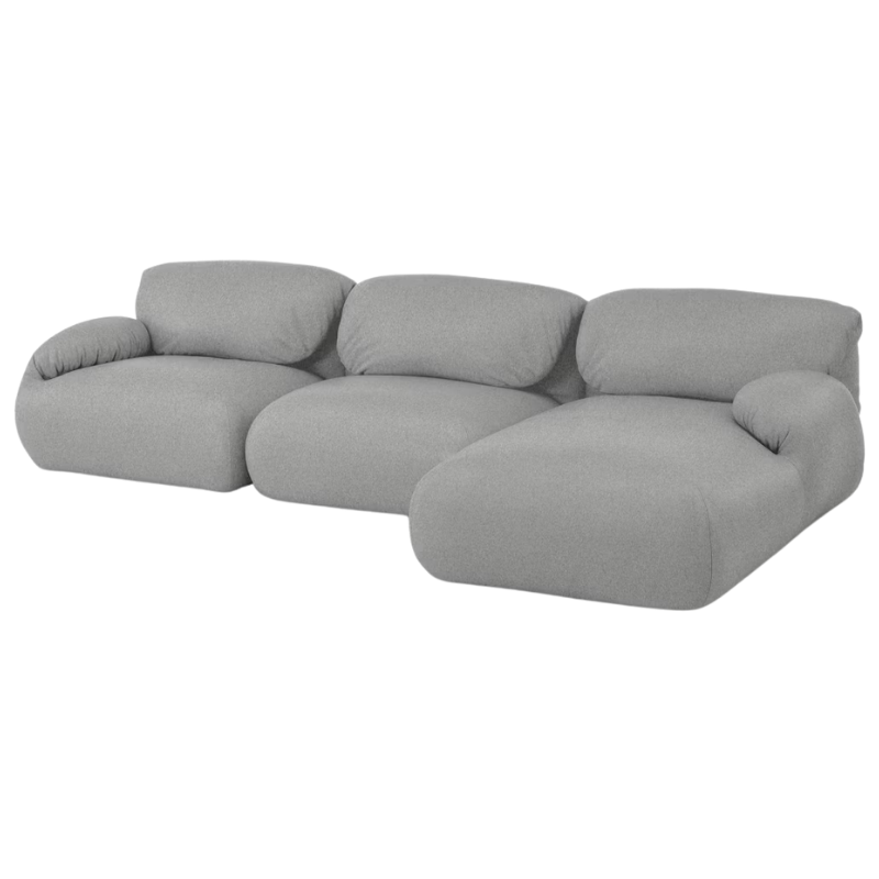 The right Luva Modular Three Seater Sectional from Herman Miller in Warm Grey Cozy upholstery.