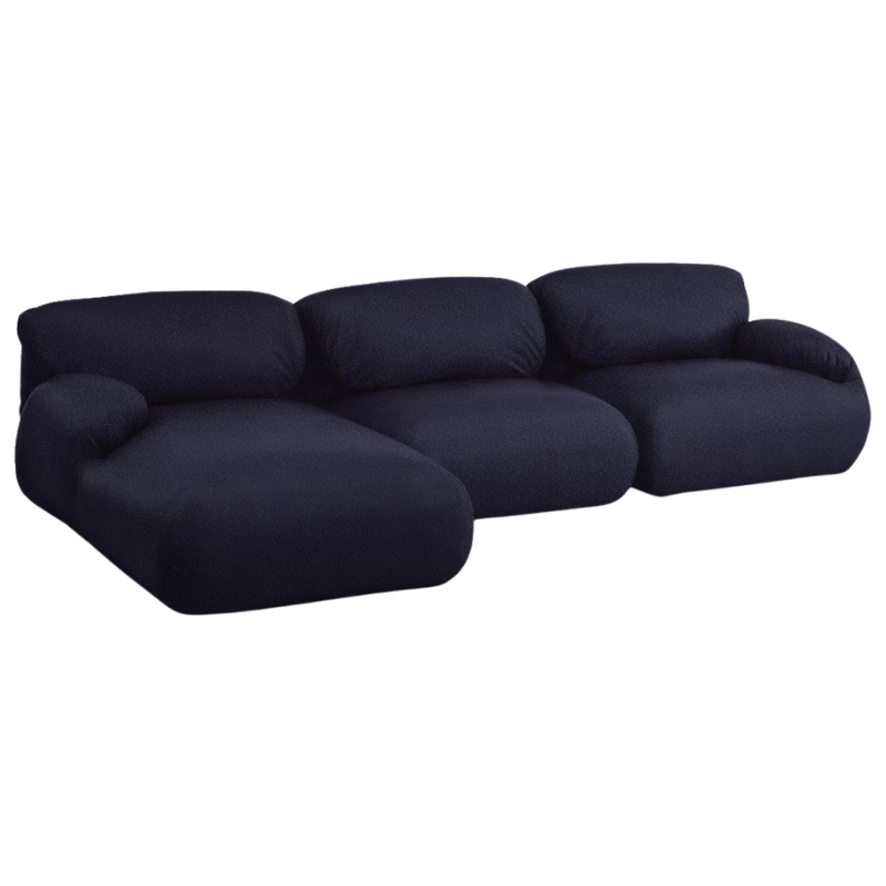 The left Luva Modular Three Seater Sectional from Herman Miller in Navy Whim upholstery.