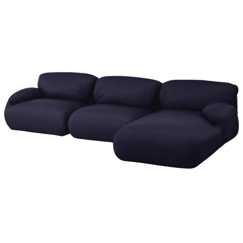 The right Luva Modular Three Seater Sectional from Herman Miller in Navy Whim upholstery.