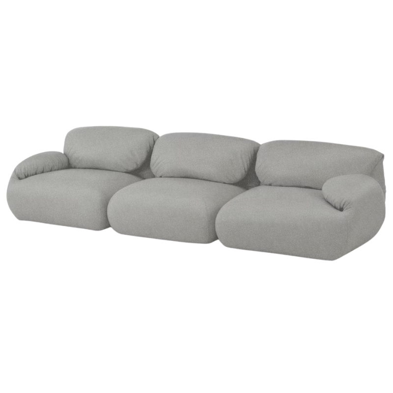 The Luva Three Seater Modular Sofa from Herman Miller in Heathered Cool Grey Cozy upholstery.