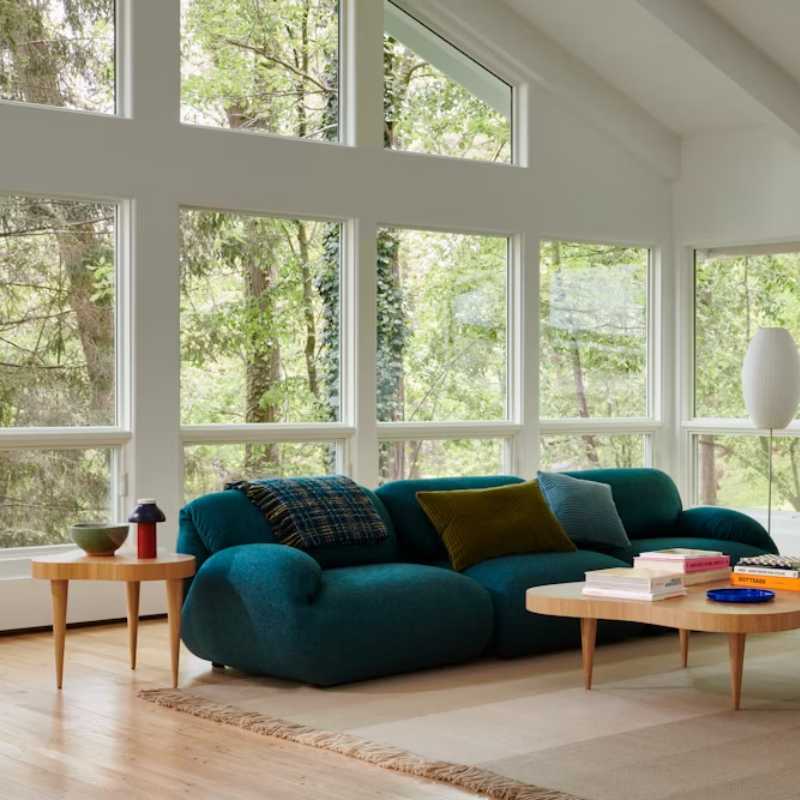 The Luva Three Seater Modular Sofa from Herman Miller in a living room.