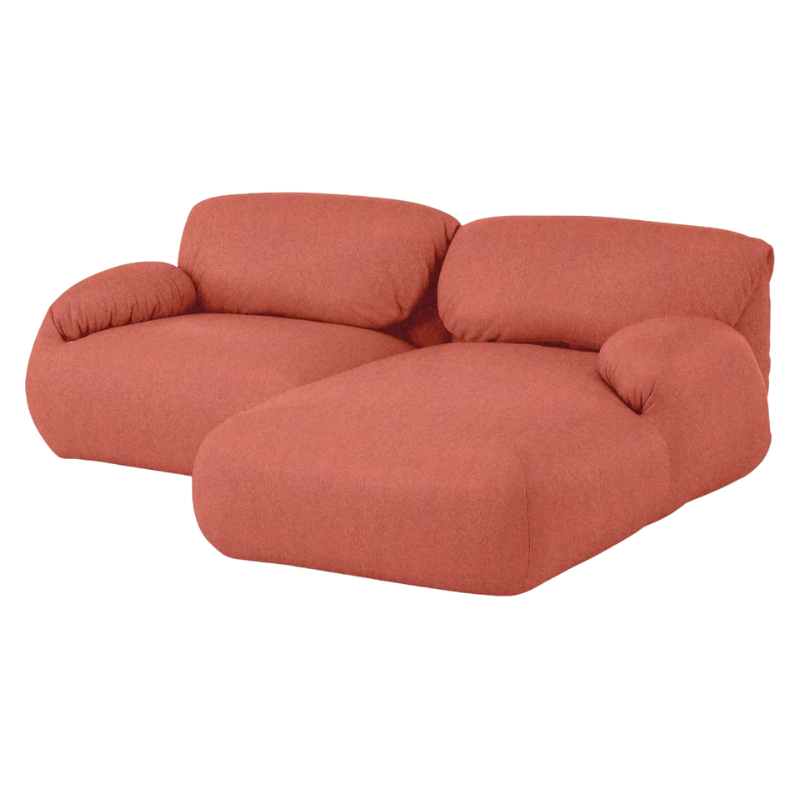 The right Luva Modular Two Seater Sectional from Herman Miller in Heathered Persimmon Cozy upholstery.