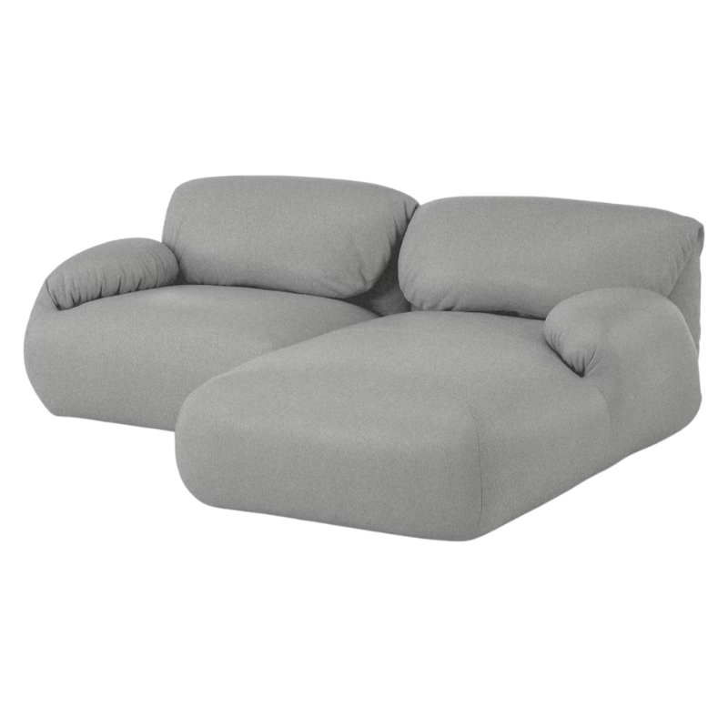 The right Luva Modular Two Seater Sectional from Herman Miller in Warm Grey Cozy upholstery.