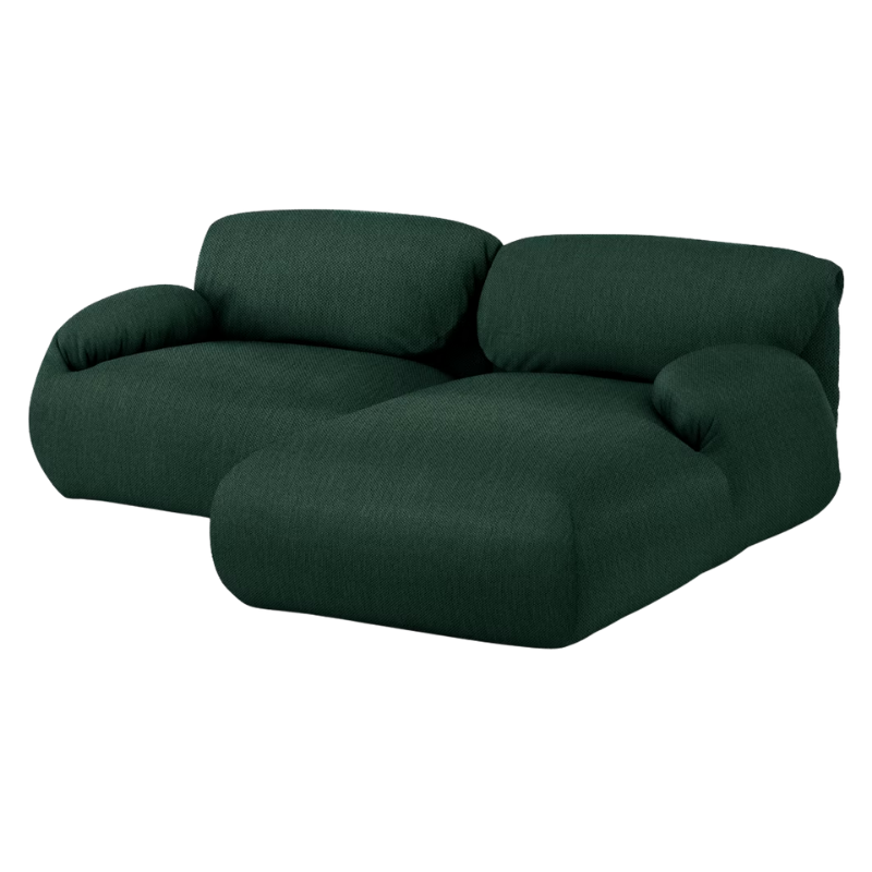 The right Luva Modular Two Seater Sectional from Herman Miller in Outdoors Mode upholstery.