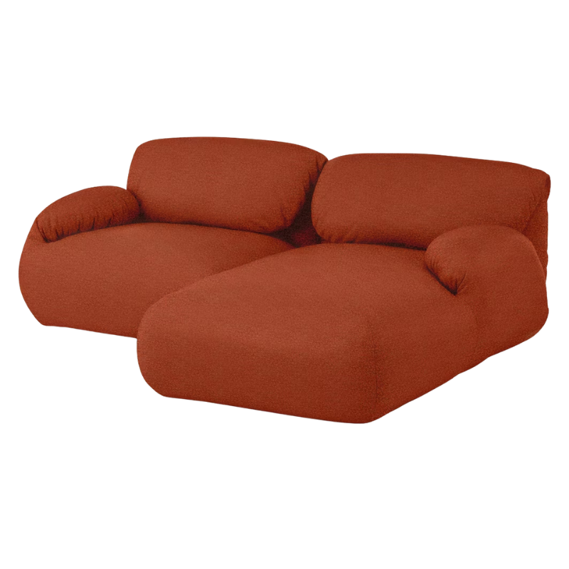 The right Luva Modular Two Seater Sectional from Herman Miller in Terra Cotta Whim upholstery.