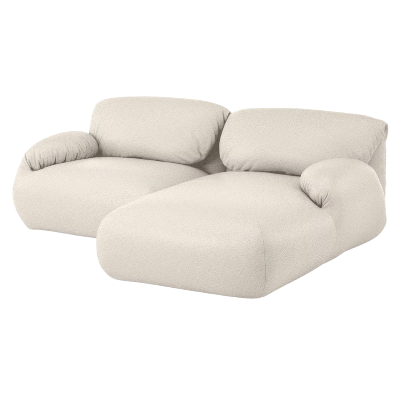The right Luva Modular Two Seater Sectional from Herman Miller in Warm White Whim upholstery.