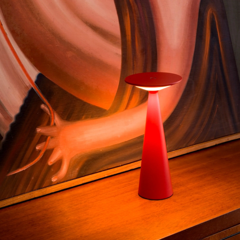 The red Damina Pro from Zafferano in a gallery.