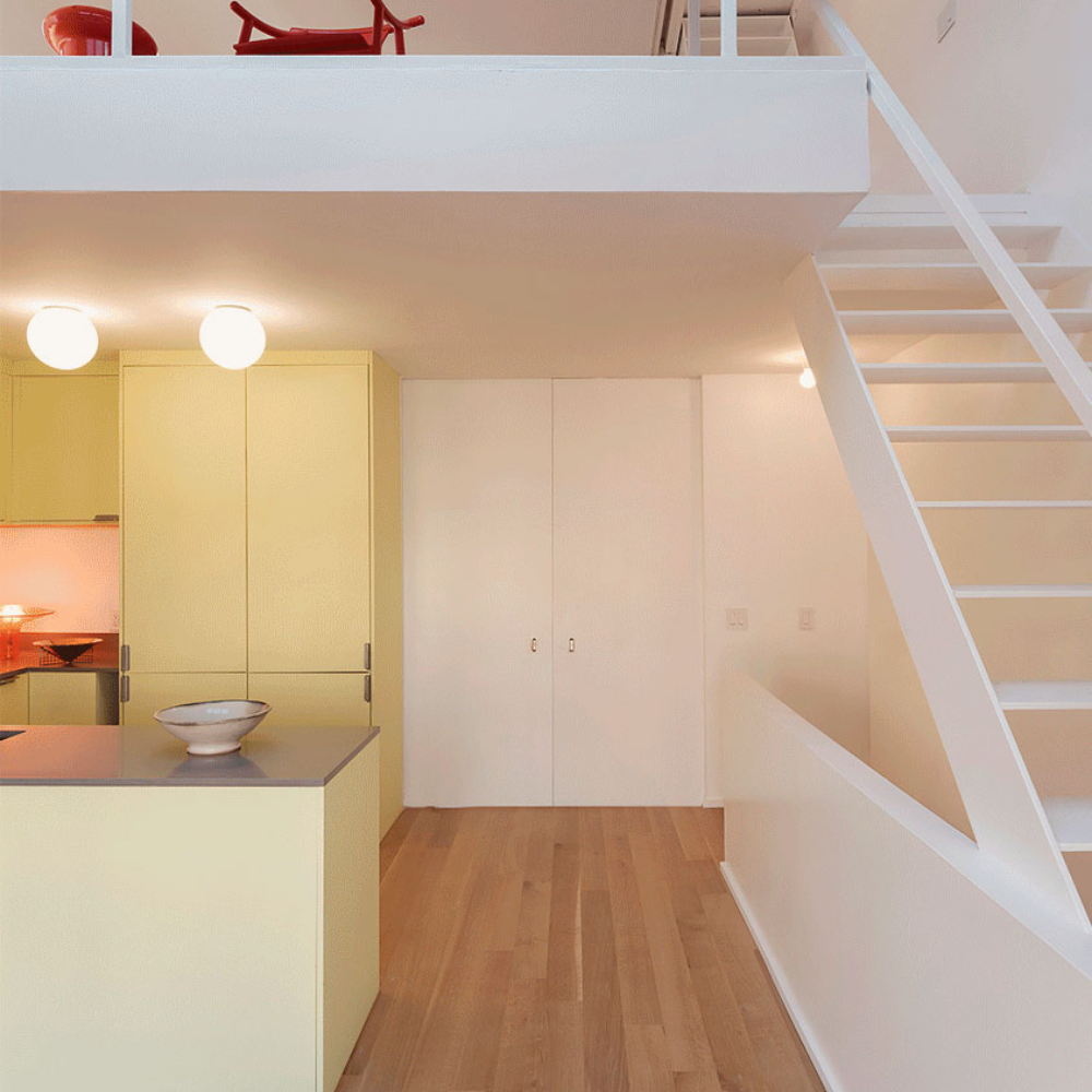 The Dioscuri Wall / Ceiling Light from Artemide in the size medium in a kitchen.