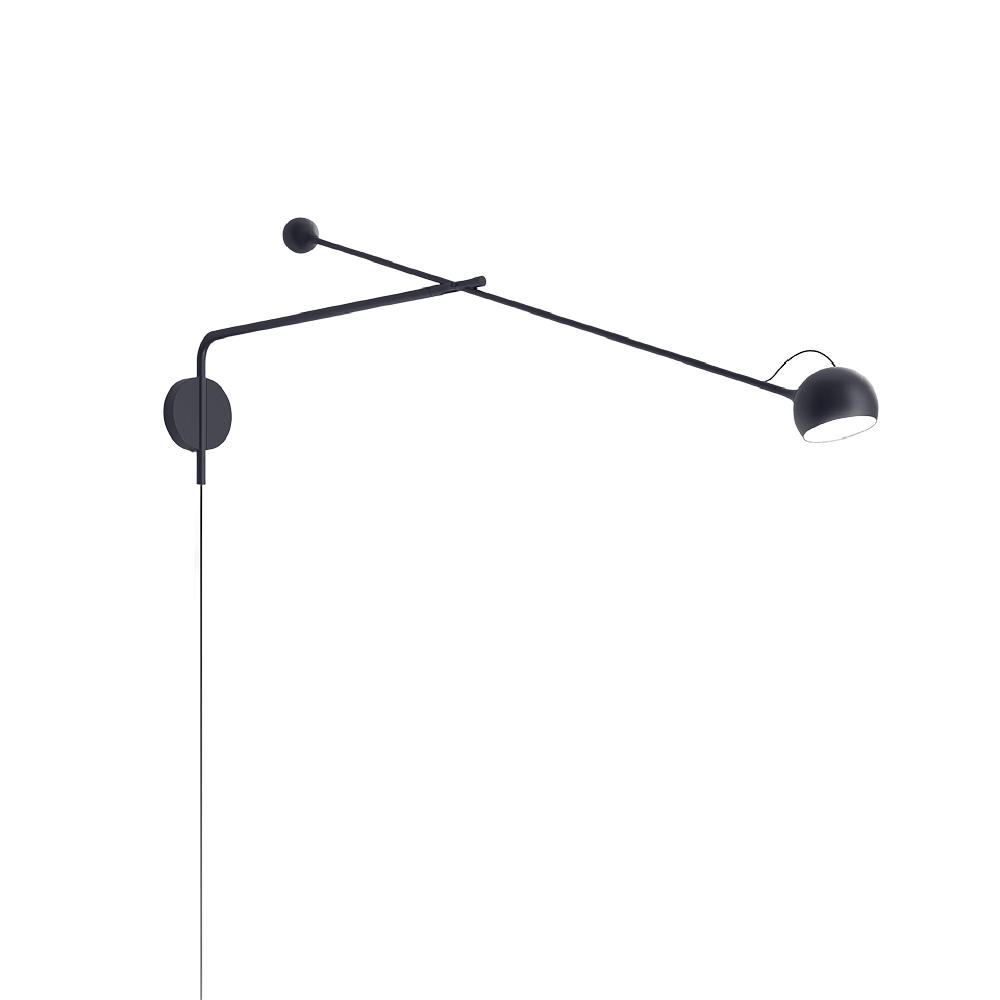 The antracite gray Ixa Arm Plug In Wall Sconce from Artemide.