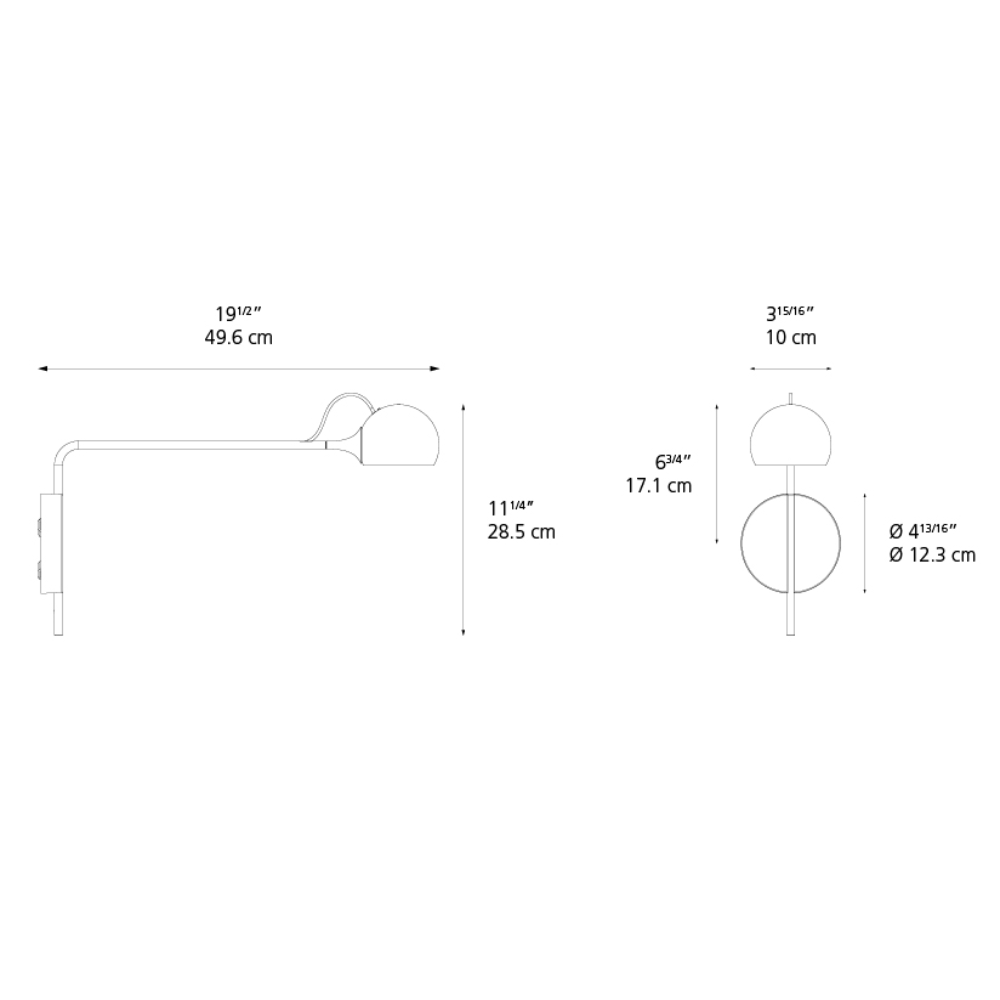 The Ixa Reading Wall Sconce from Artemide dimensions. all-groups