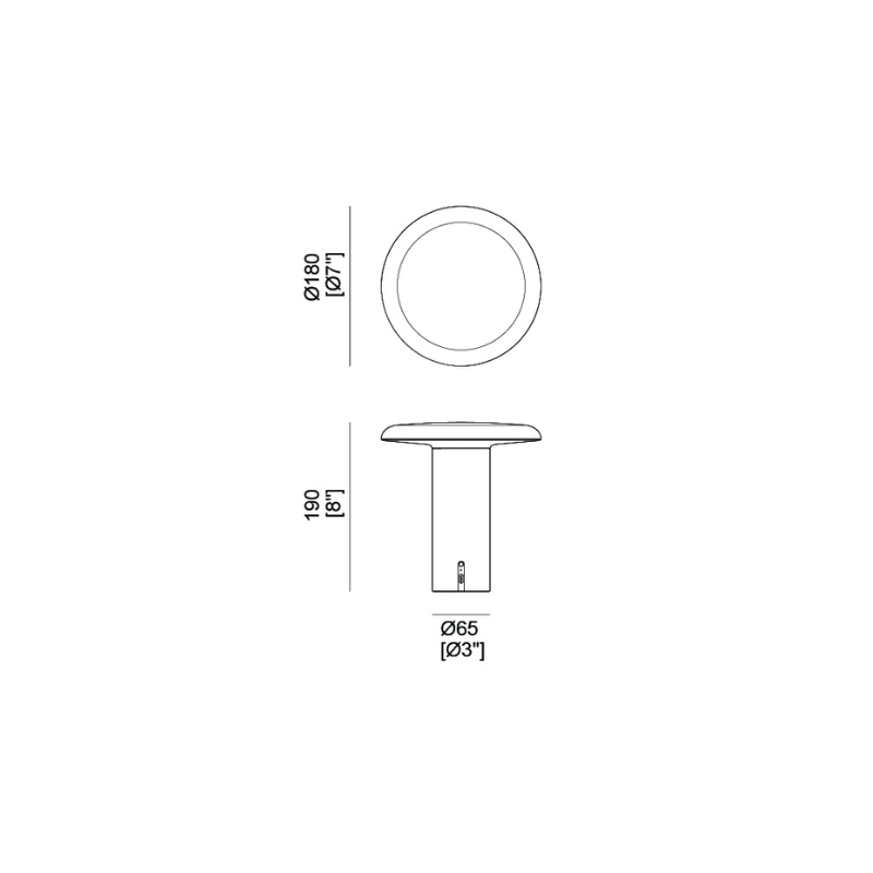 The Takku Portable Lamp from Artemide dimensions.