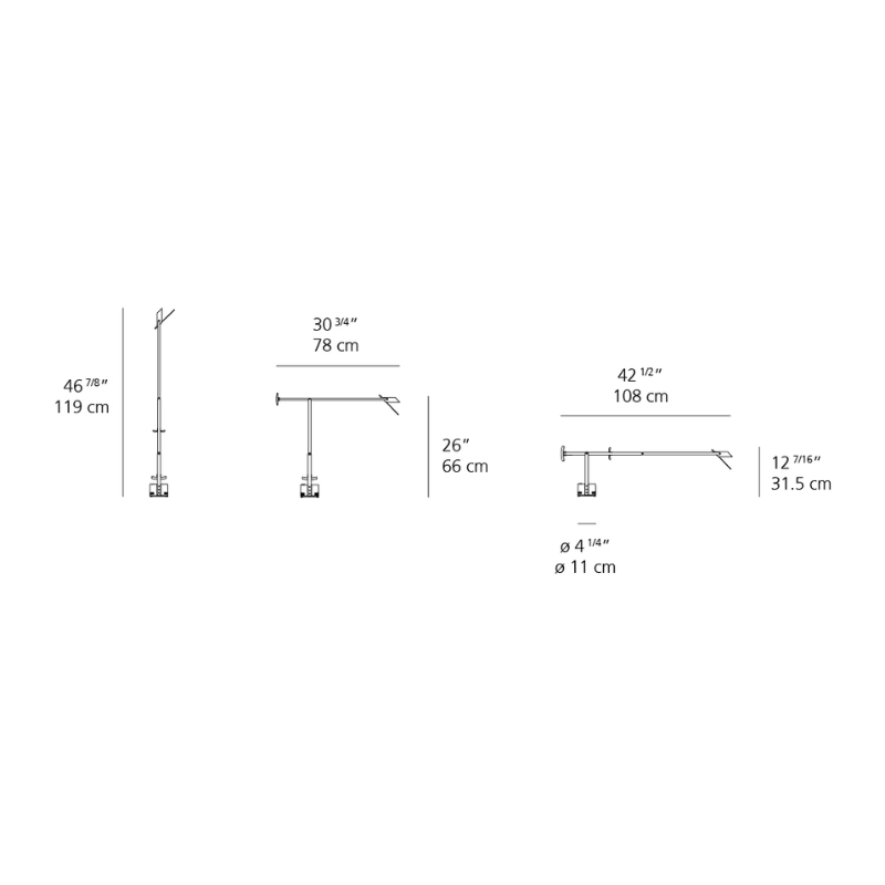 The Tizio Classic LED Task Lamp from Artemide dimensions.